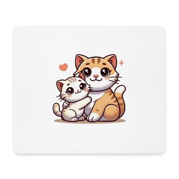 Loving Cat Parent with Child - Mousepad (Querformat) - Weiß - Vorne