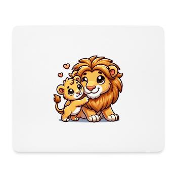 Loving Lion Parent with Child - Mousepad (Querformat) - Weiß - Vorne