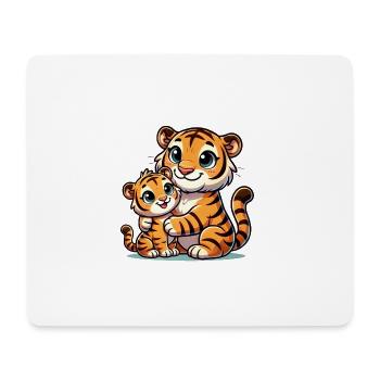 Loving Tiger Parent with Child - Mousepad (Querformat) - Weiß - Vorne
