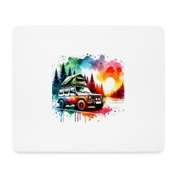 Dachzelt Camping Design mit Wasserfarben - Mousepad (Querformat) - Weiß - Vorne