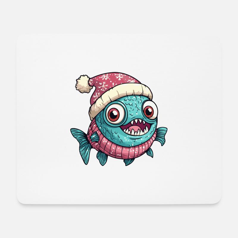 Piranha Fische Weihnachten - Mousepad (Querformat) - Weiß