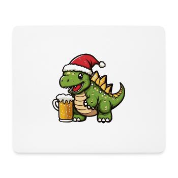 Dinosaur stegosaurus Christmas beer - Mouse Pad (horizontal) - white - Front