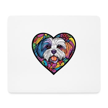 Havanese Hund Herz Hundeliebe - Mousepad (Querformat) - Weiß - Vorne