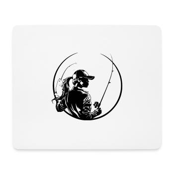 Silhouette de femme de pêche - Tapis de souris (format paysage) - blanc - Devant