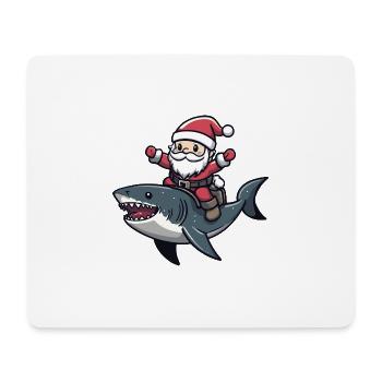 Shark Santa Claus Cartoon - Mouse Pad (horizontal) - white - Front