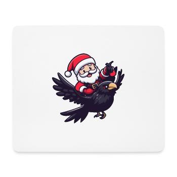 corbeau corbeau père noël dessin animé - Tapis de souris (format paysage) - blanc - Devant