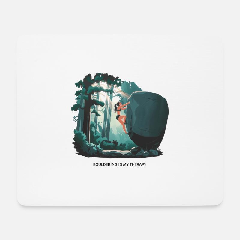 Bouldering is My Therapy – Climbing in Nature - Mouse Pad (horizontal) - white