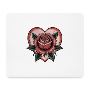 Herz mit Rose, Liebe, Tattoo - Mousepad (Querformat) - Weiß - Vorne