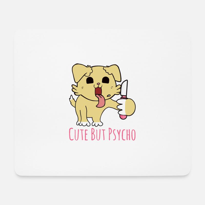 Süß aber psycho - Hund mit Messer - Mousepad (Querformat) - Weiß