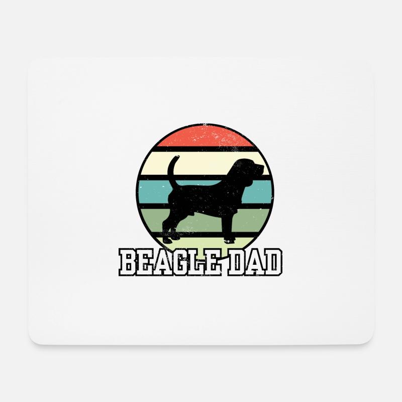 Beagle Dad I Retro Beagle Dad - Mousepad (Querformat) - Weiß