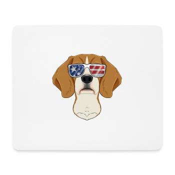 Beagle USA Sunglasses I American Flag Beagle - Mouse Pad (horizontal) - white - Front
