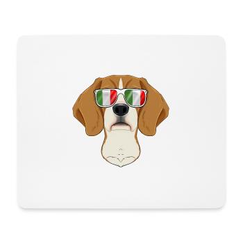 Beagle Italy Sunglasses I Italian Flag - Mousepad (Querformat) - Weiß - Vorne