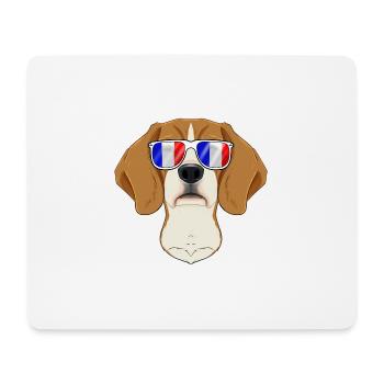 Beagle France Sunglasses I French Flag - Mousepad (Querformat) - Weiß - Vorne
