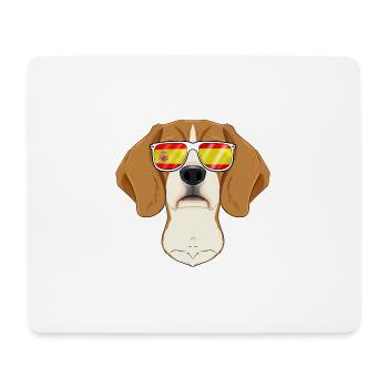 Beagle I Spain Sunglasses I Spanish Flag - Mousepad (Querformat) - Weiß - Vorne