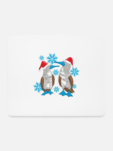 Blaufußtölpel Weihnachten - Mousepad (Querformat) - Weiß