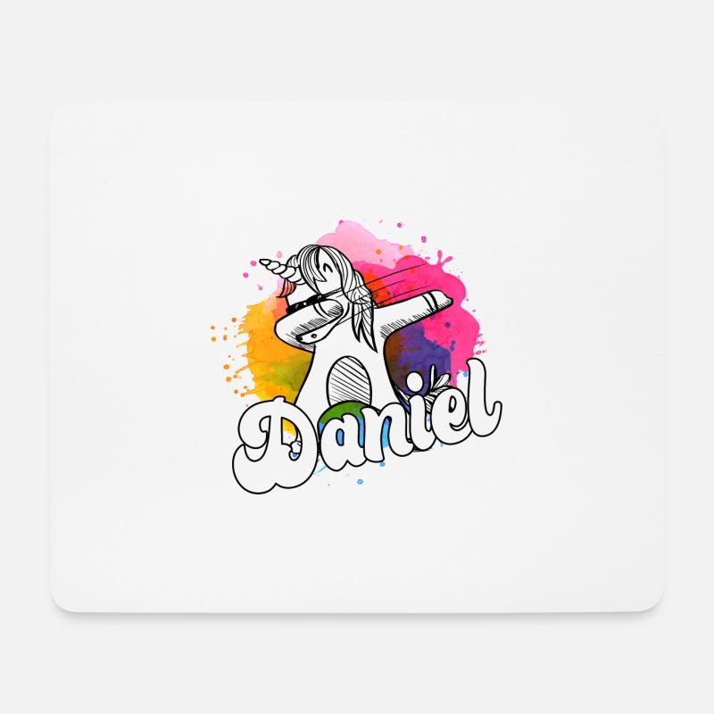 DANIEL - Schöner Jungen Name mit Coolem Einhorn - Mousepad (Querformat) - Weiß