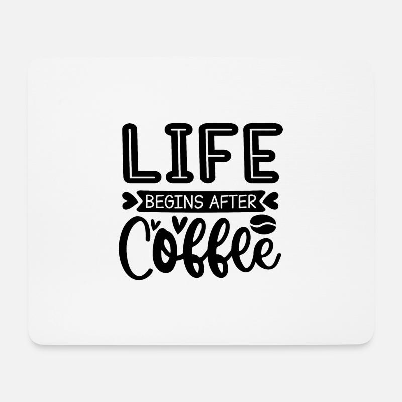 Das Leben beginnt nach dem Kaffee - Mousepad (Querformat) - Weiß