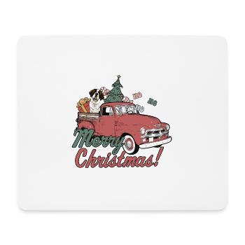 Pick-up rouge vintage Joyeux Noël Saint - Tapis de souris (format paysage) - blanc - Devant