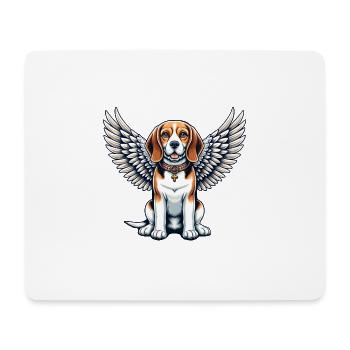 Beagle Engel - Niedlicher Hund mit Flügeln - Mousepad (Querformat) - Weiß - Vorne