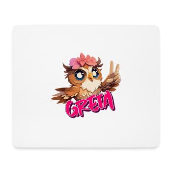 GRETA- Schöner Mädchen Name mit süßer EULE - Mousepad (Querformat) - Weiß - Vorne