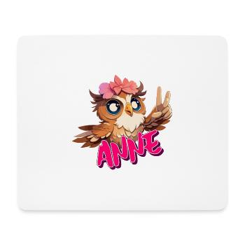 ANNA - Schöner Mädchen Name mit süßer EULE - Mousepad (Querformat) - Weiß - Vorne