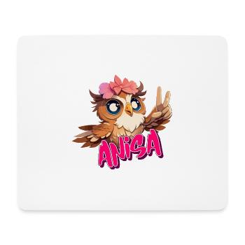 ANISA - Beau nom de fille avec hibou mignon - Tapis de souris (format paysage) - blanc - Devant