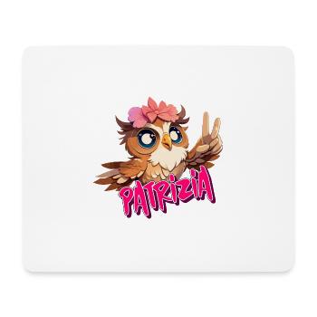 PATRIZIA - Beau nom de fille avec un hibou mignon - Tapis de souris (format paysage) - blanc - Devant