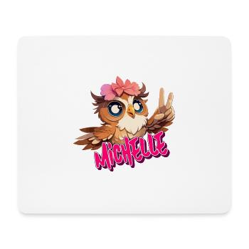 MICHELLE - Schöner Mädchen Name mit süßer EULE - Mousepad (Querformat) - Weiß - Vorne