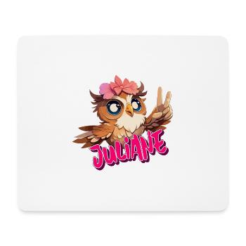 JULIANE - Schöner Mädchen Name mit süßer EULE - Mousepad (Querformat) - Weiß - Vorne
