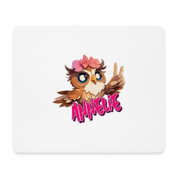 ANNELIE - Schöner Mädchen Name mit süßer EULE - Mousepad (Querformat) - Weiß - Vorne