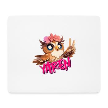 YAREN - Beau nom de fille avec un hibou mignon - Tapis de souris (format paysage) - blanc - Devant