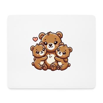 Bear Parent With Two Cute Kids - Mousepad (Querformat) - Weiß - Vorne