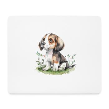 Cute Puppy Beagle Watercolor - Mousepad (Querformat) - Weiß - Vorne