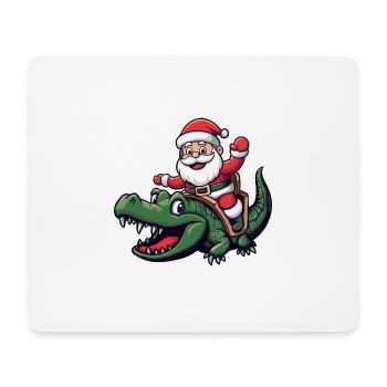 Alligator Père Noël dessin animé - Tapis de souris (format paysage) - blanc - Devant