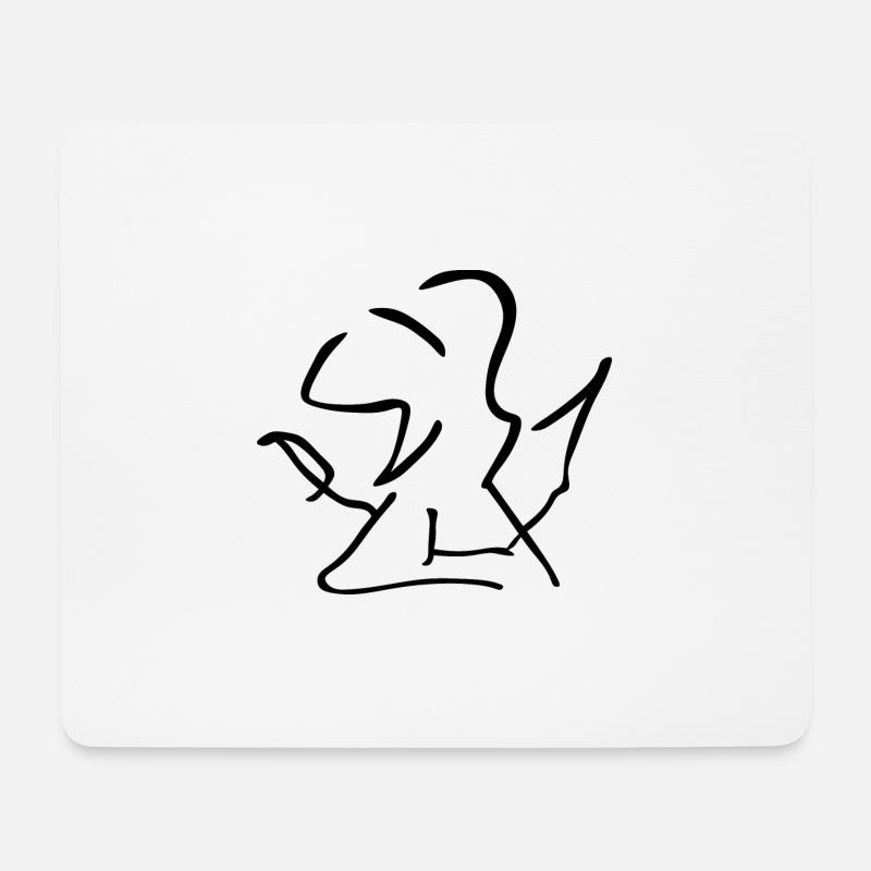 Engel Symbol mit Flügel Cartoon Zeichnung Stil - Mousepad (Querformat) - Weiß