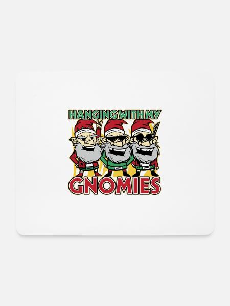 Hanging With My Gnomies Three Friends Gnomes - Mousepad (Querformat) - Weiß