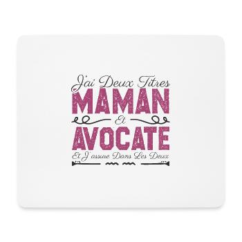 J'ai deux titres maman et Avocate. Cadeau Maman - Tapis de souris (format paysage) - blanc - Devant