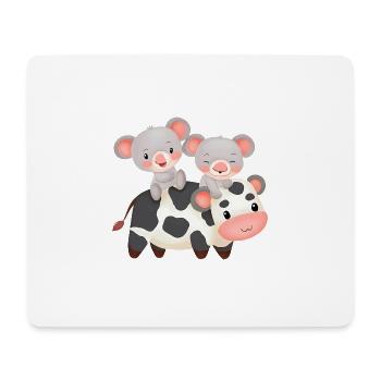 2 Koalas reiten auf einer Kuh - Mousepad (Querformat) - Weiß - Vorne