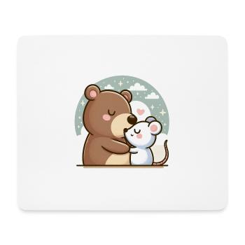 Cuddling Bear And Mouse In Love - Mousepad (Querformat) - Weiß - Vorne