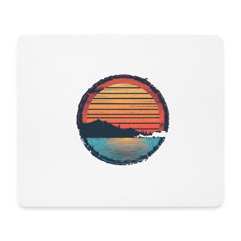 Sunset Lake Mountain Outdoor Retro 80s Vintage - Mousepad (Querformat) - Weiß - Vorne