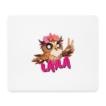 LAYLA - Schöner Mädchen Name mit süßer EULE - Mousepad (Querformat) - Weiß - Vorne