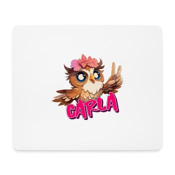 CARLA - Beautiful Girl Name with Cute OWL - Mouse Pad (horizontal) - white - Front
