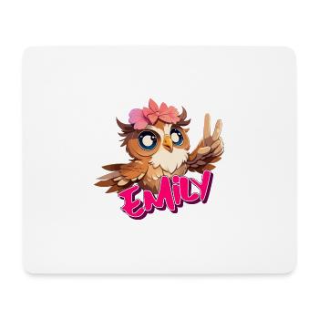EMILY - Beautiful Girl Name with Cute OWL - Mouse Pad (horizontal) - white - Front