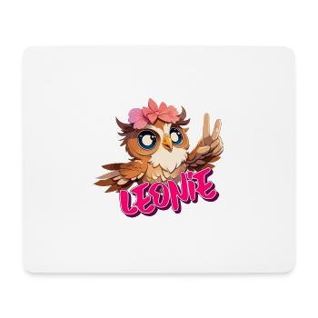 LEONIE - Schöner Mädchen Name mit süßer EULE - Mousepad (Querformat) - Weiß - Vorne