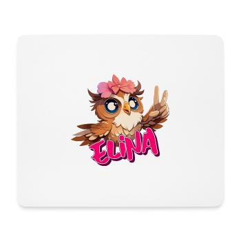 ELINA - Schöner Mädchen Name mit süßer EULE - Mousepad (Querformat) - Weiß - Vorne