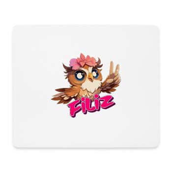 FILIZ - Beau nom de fille avec hibou mignon - Tapis de souris (format paysage) - blanc - Devant