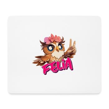 FELIA - Schöner Mädchen Name mit süßer EULE - Mousepad (Querformat) - Weiß - Vorne