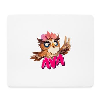 AVA - Beautiful Girl Name with Cute OWL - Mouse Pad (horizontal) - white - Front