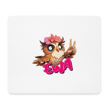 EWA - Schöner Mädchen Name mit süßer EULE - Mousepad (Querformat) - Weiß - Vorne