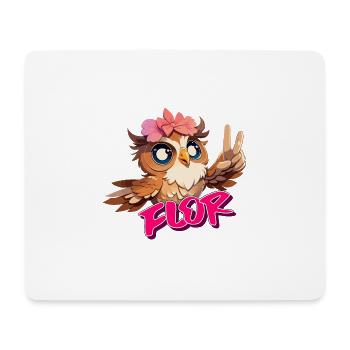 FLOR - Schöner Mädchen Name mit süßer EULE - Mousepad (Querformat) - Weiß - Vorne